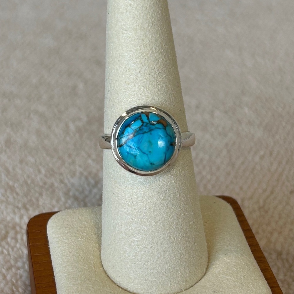 925 Kingman Ice Blue Dahlia Sterling Silver Ring